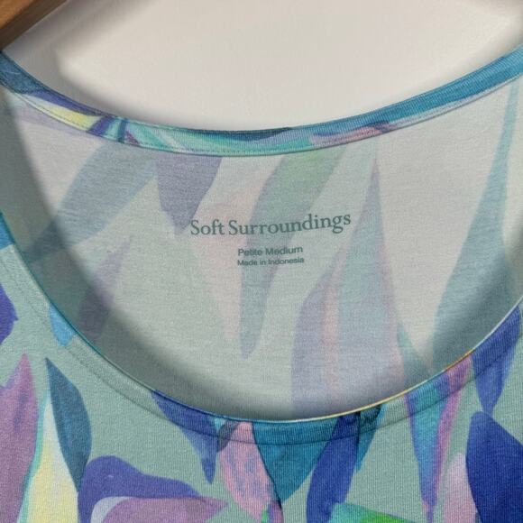 Soft Surroundings Stella Dress Women MP Painterly Blue Floral Maxi Spring Art - Picture 7 of 8